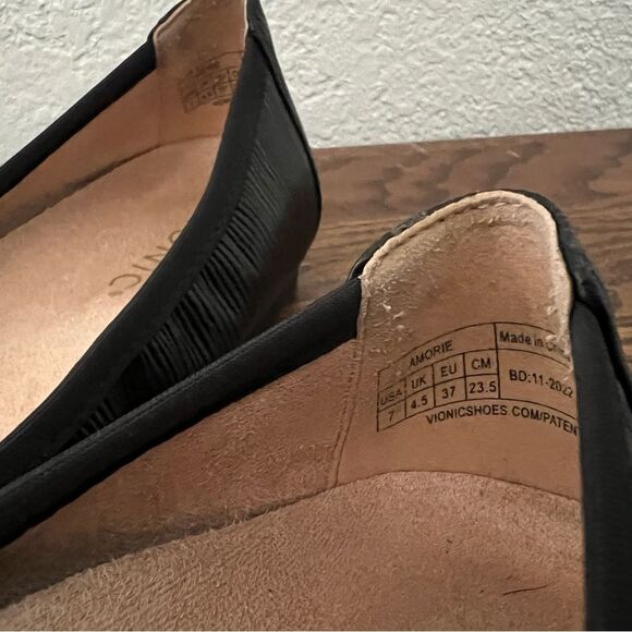 Vionic Black Leather Amorie Skimmers Ballet Flats Size 7 - Picture 6 of 7